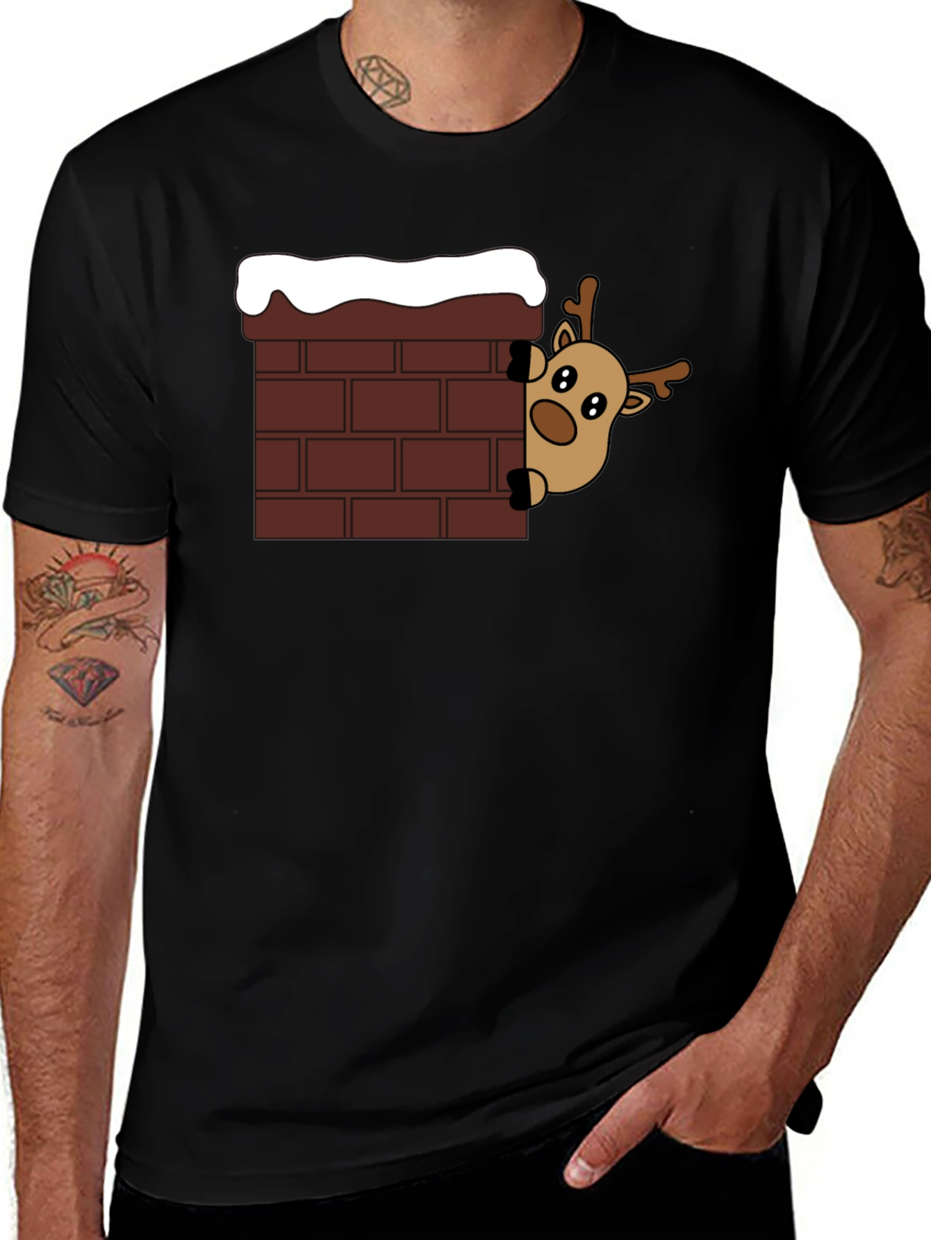 Reindeer in Chimney Holiday T-Shirt