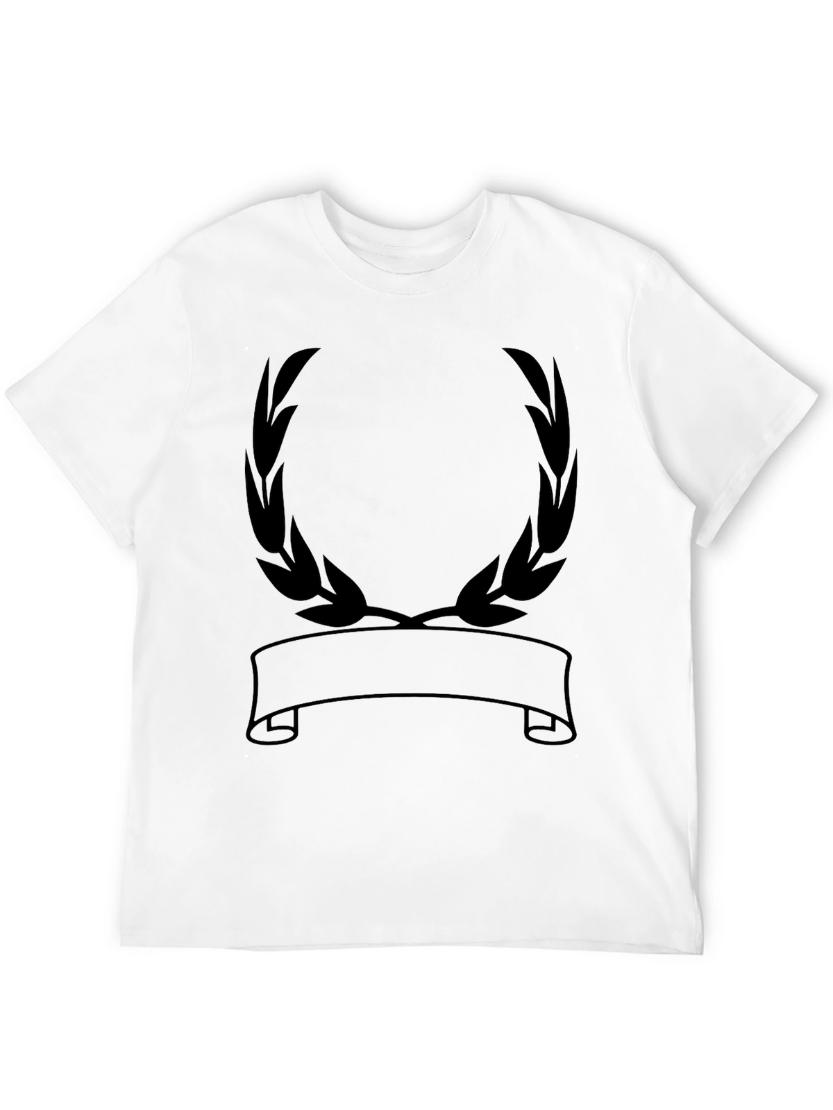 Black Graphic Tee - Laurel Wreath Banner Design