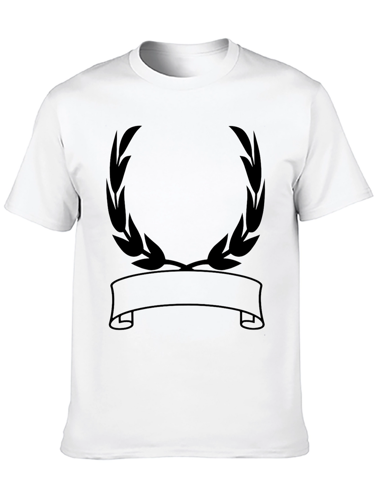 Black Graphic Tee - Laurel Wreath Banner Design