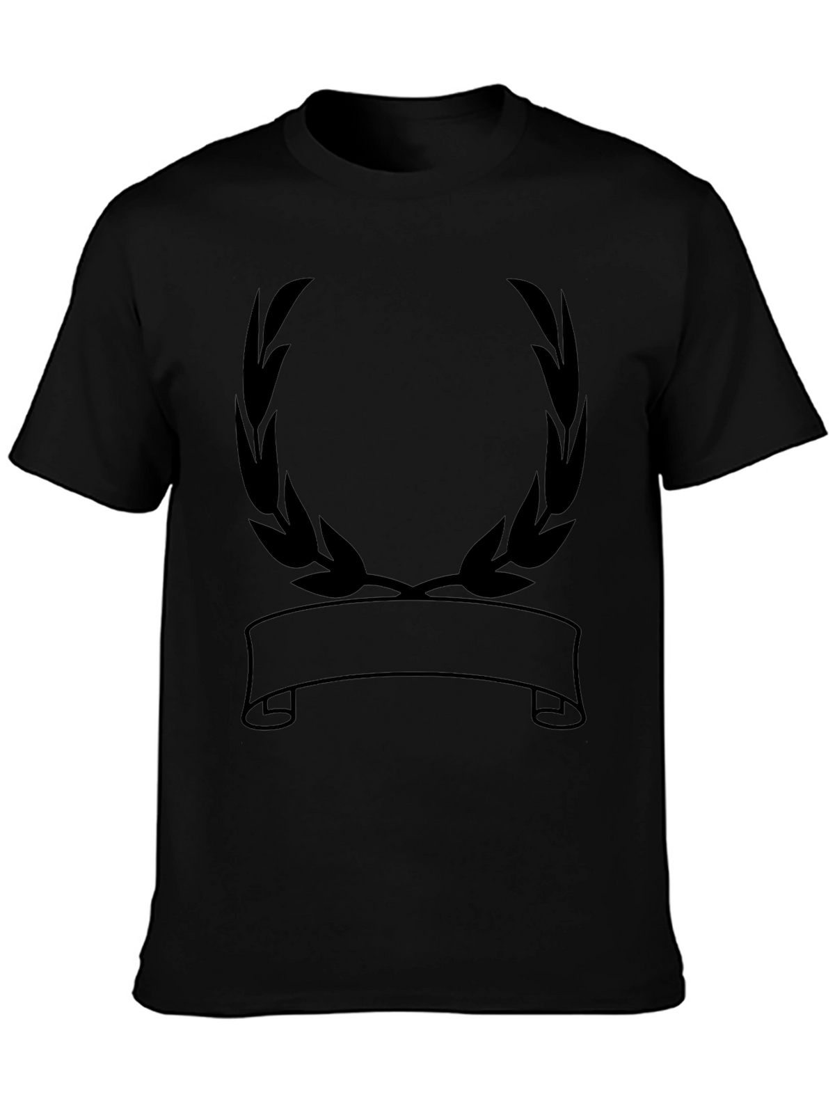 Black Graphic Tee - Laurel Wreath Banner Design