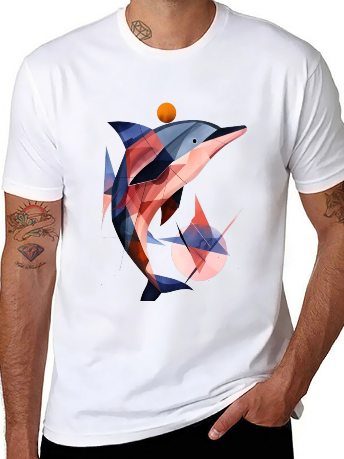 Geometric Dolphin Graphic T-Shirt - Stylish & Unique