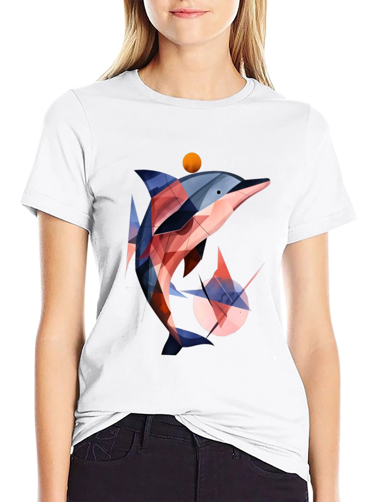 Geometric Dolphin Graphic T-Shirt - Stylish & Unique