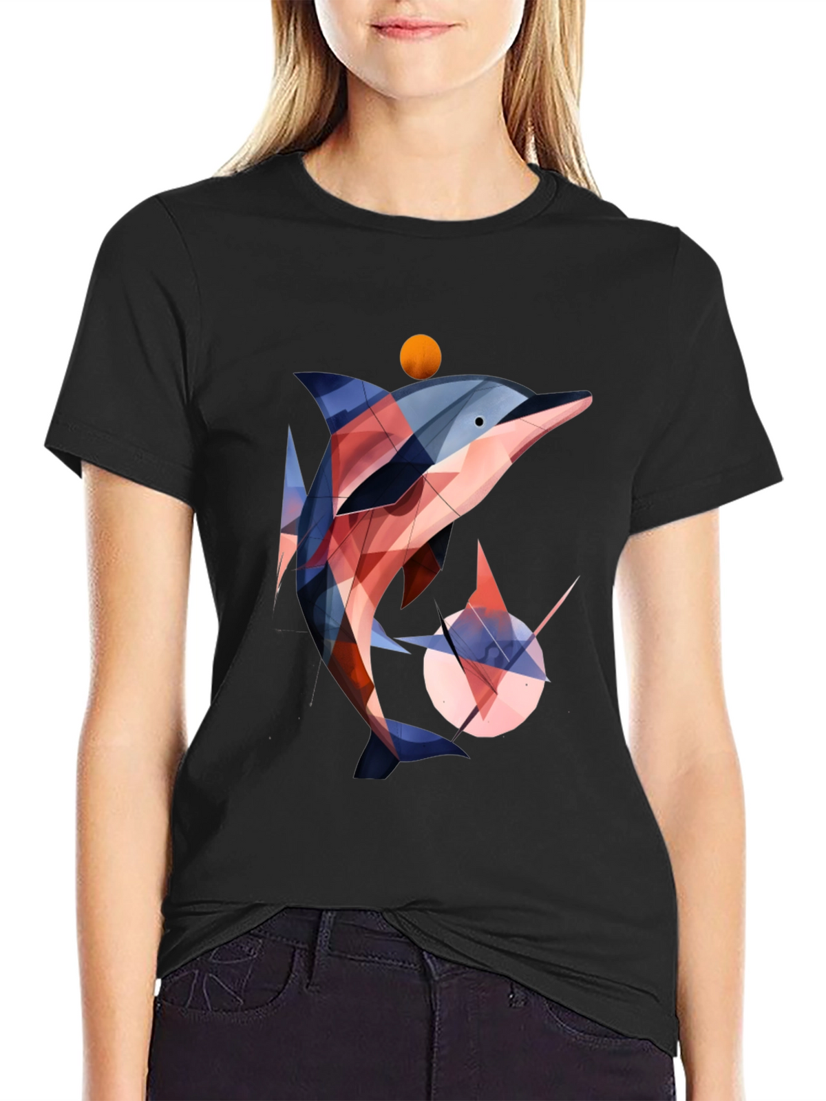 Geometric Dolphin Graphic T-Shirt - Stylish & Unique