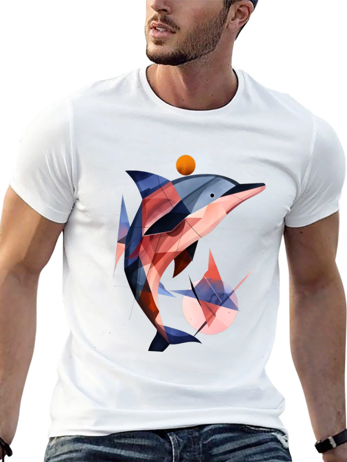 Geometric Dolphin Graphic T-Shirt - Stylish & Unique