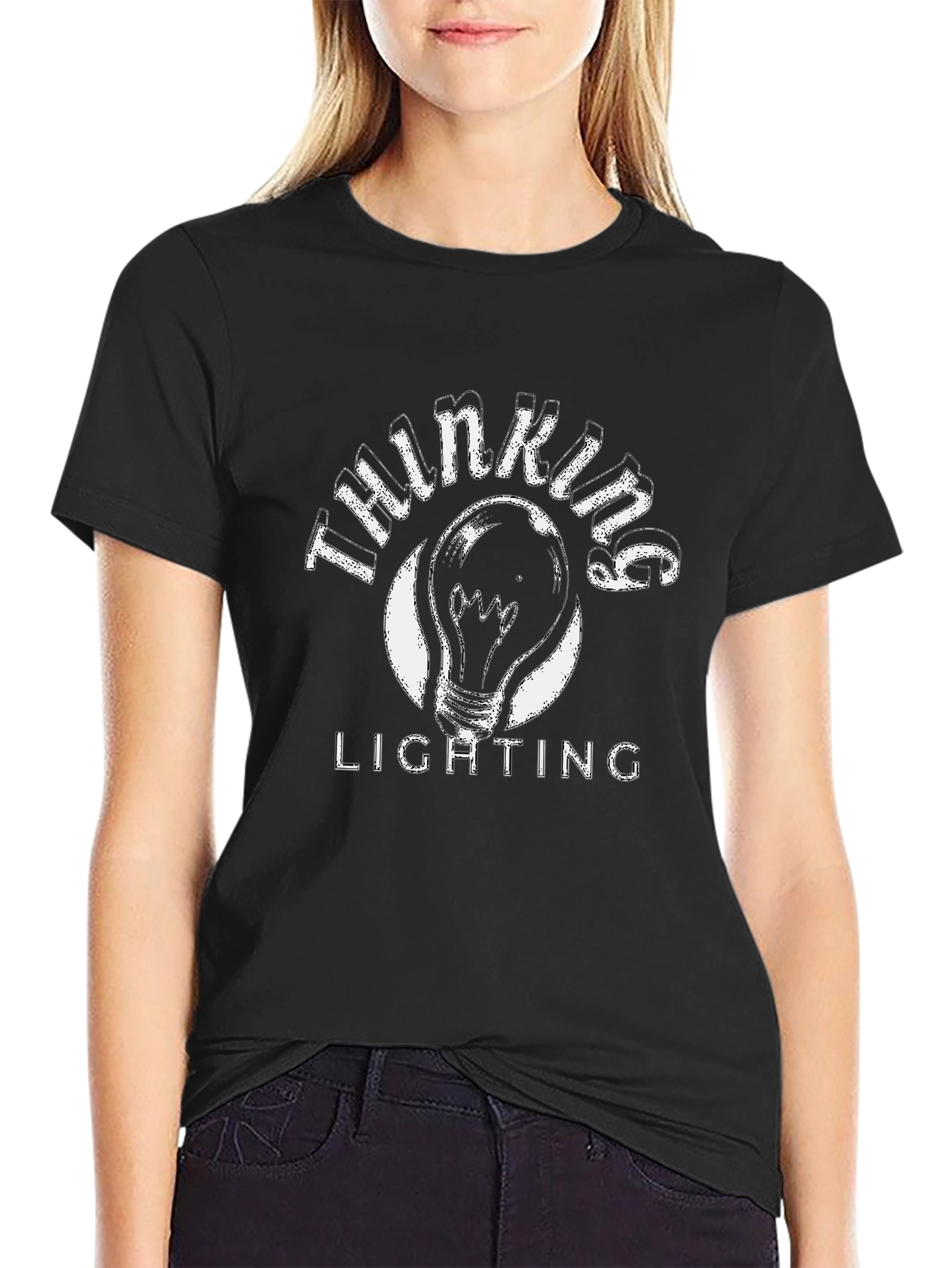 Thinking Lighting T-Shirt - Black Cotton Tee