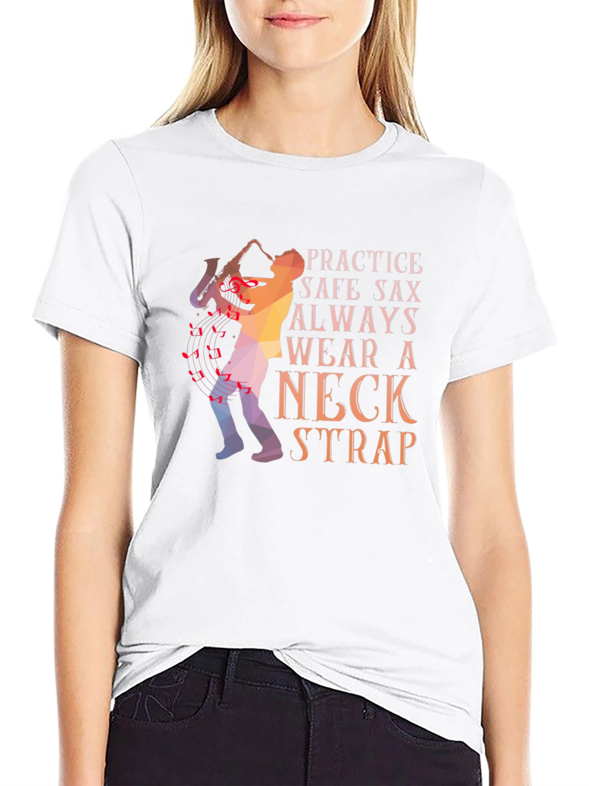 Practice Safe Sax T-Shirt - Neck Strap Design