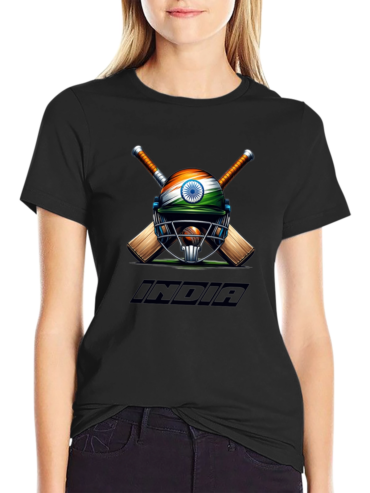 India Cricket Graphic Tee - Black T-Shirt