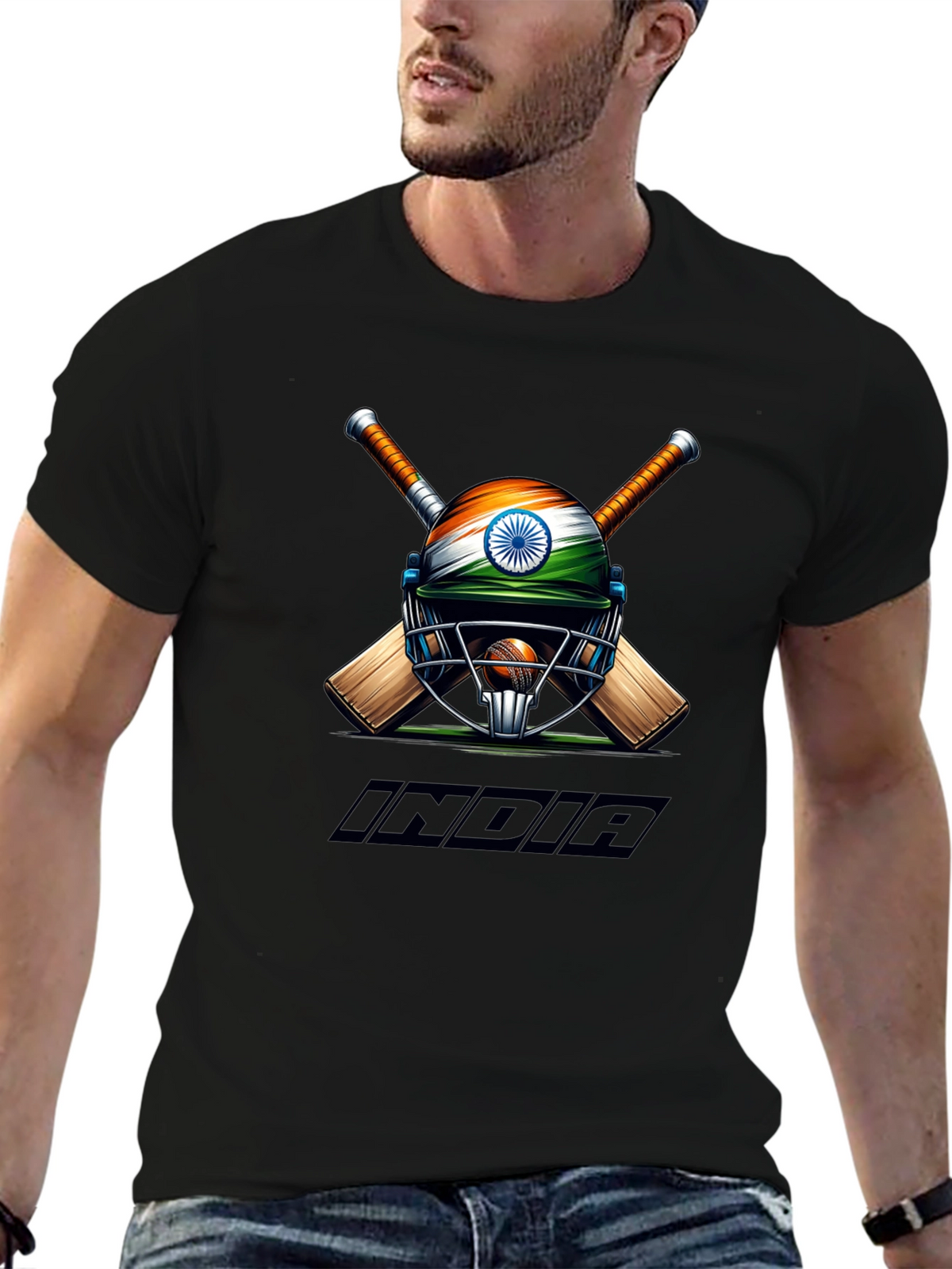 India Cricket Graphic Tee - Black T-Shirt