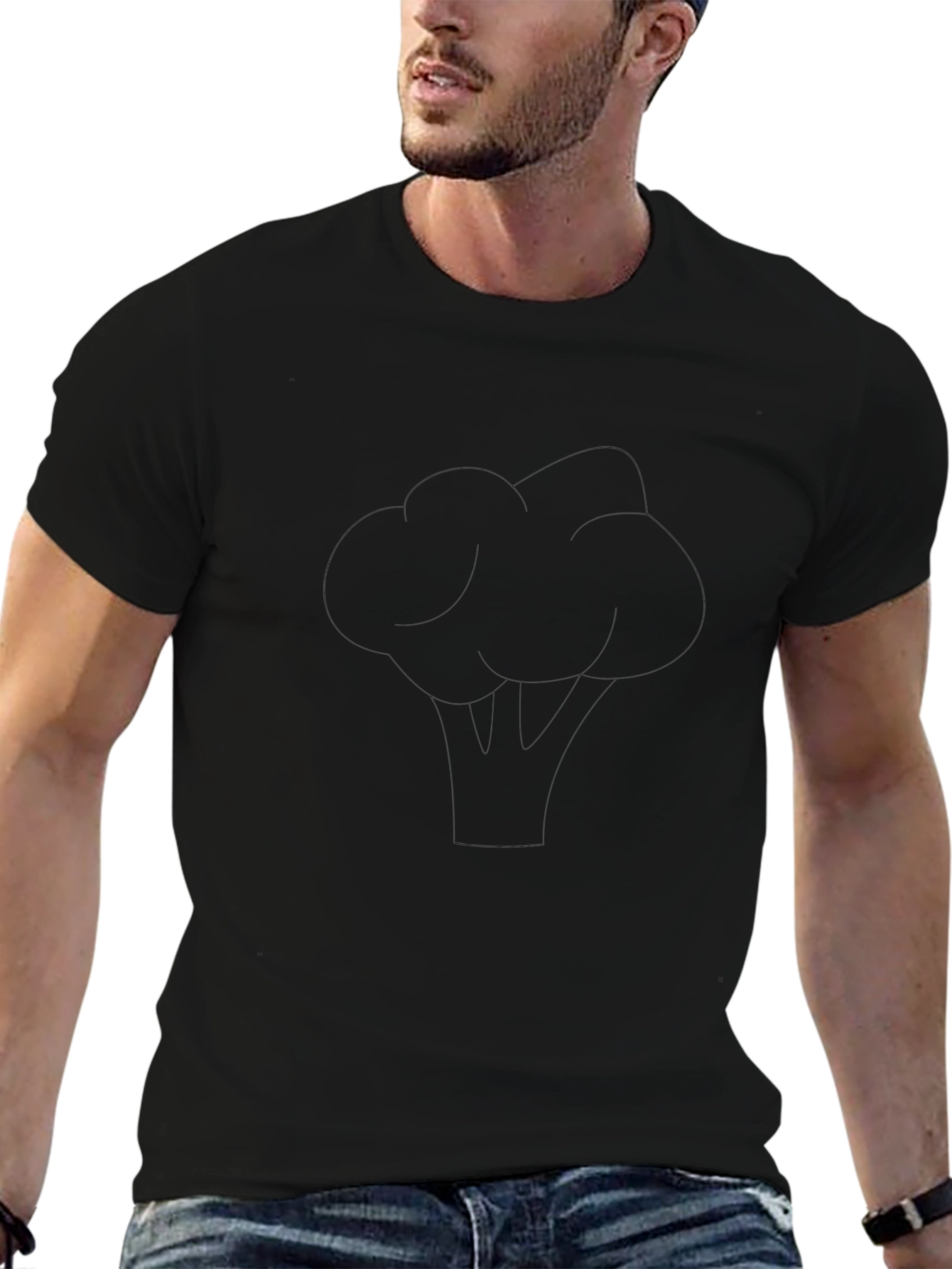 Broccoli Graphic Tee - Black Cotton T-Shirt