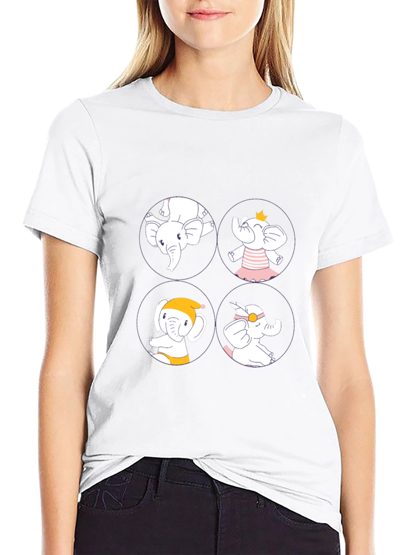 Elephant Cartoon T-Shirt Cute Design
