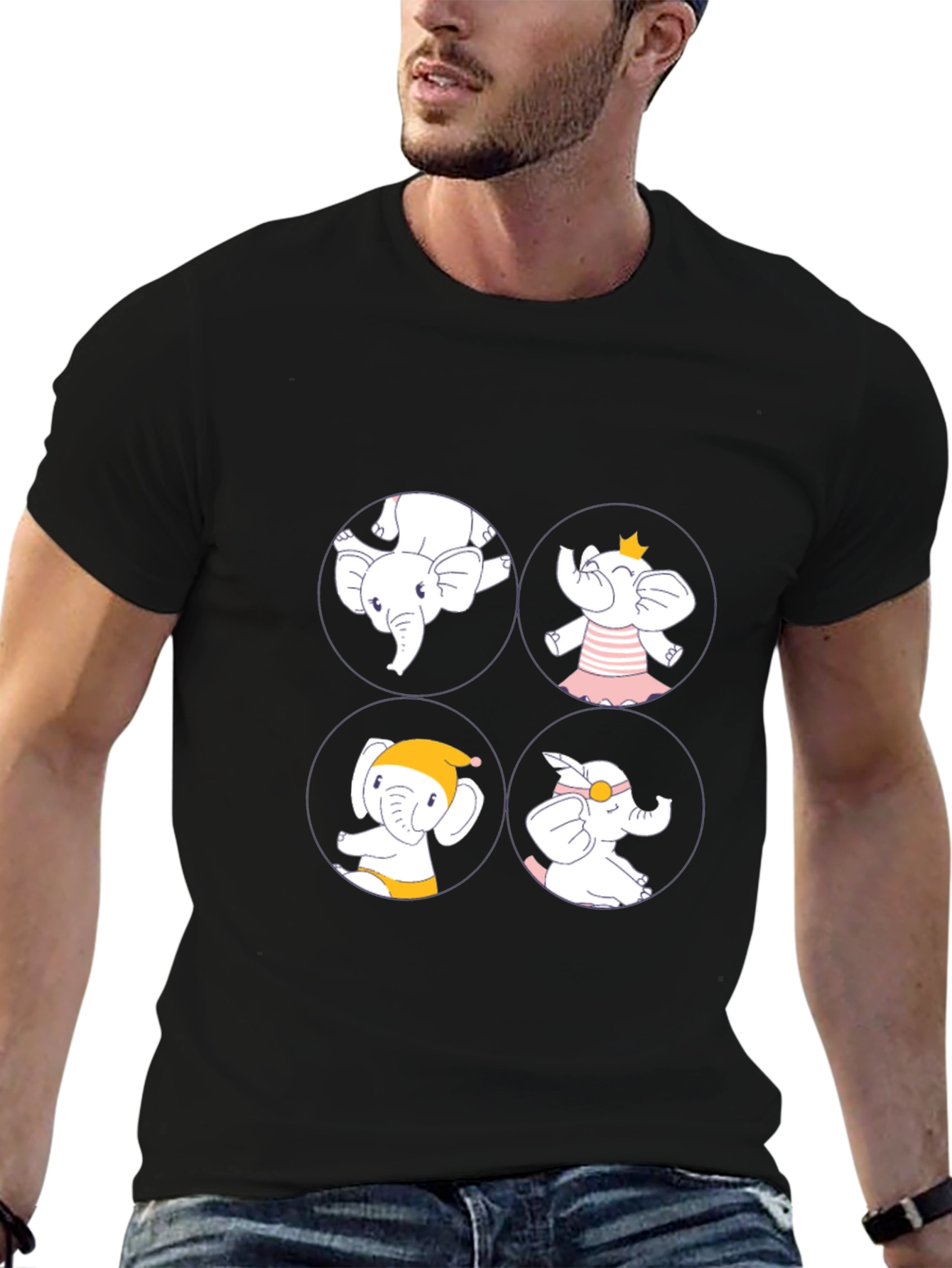 Elephant Cartoon T-Shirt Cute Design