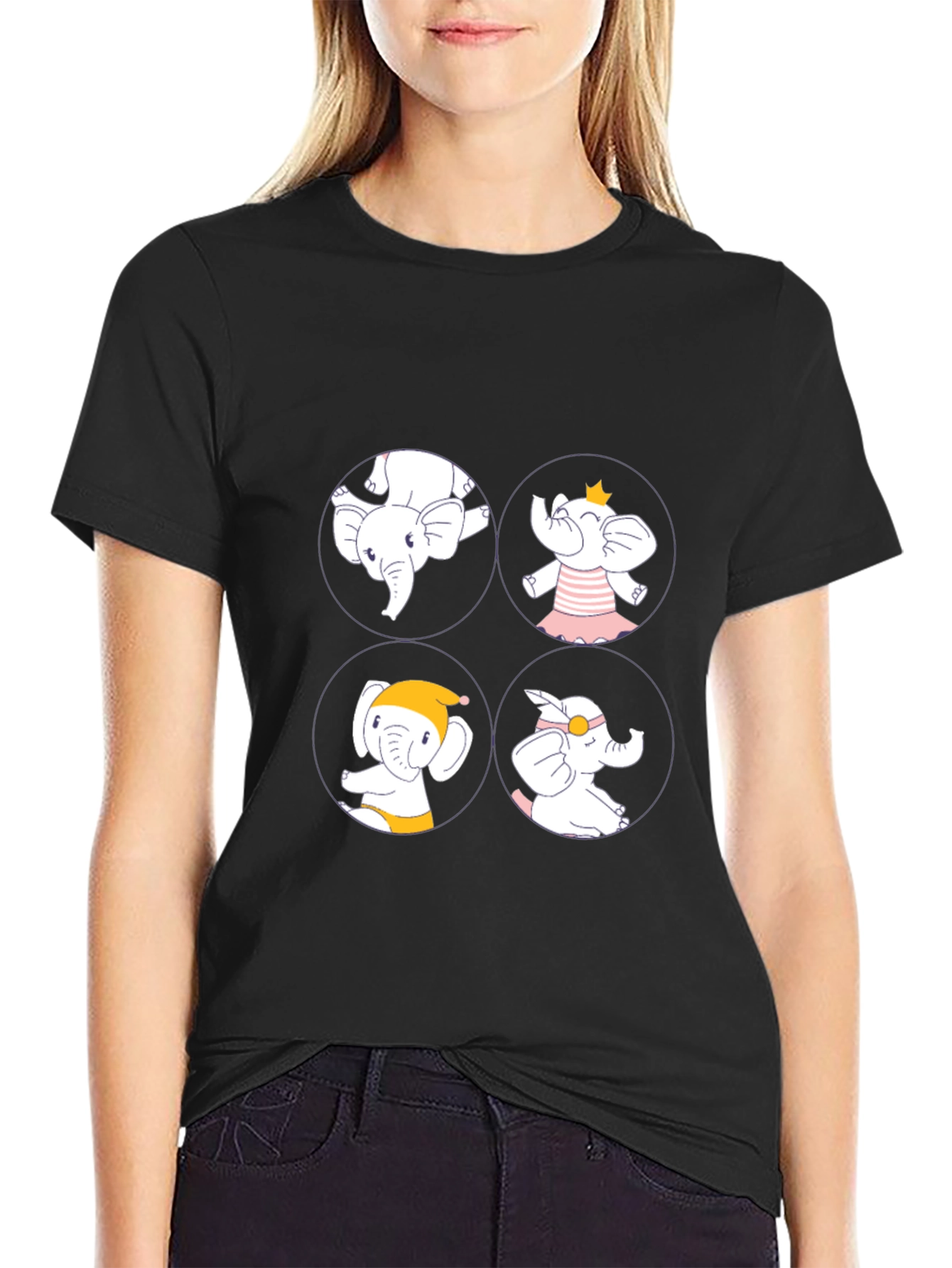 Elephant Cartoon T-Shirt Cute Design