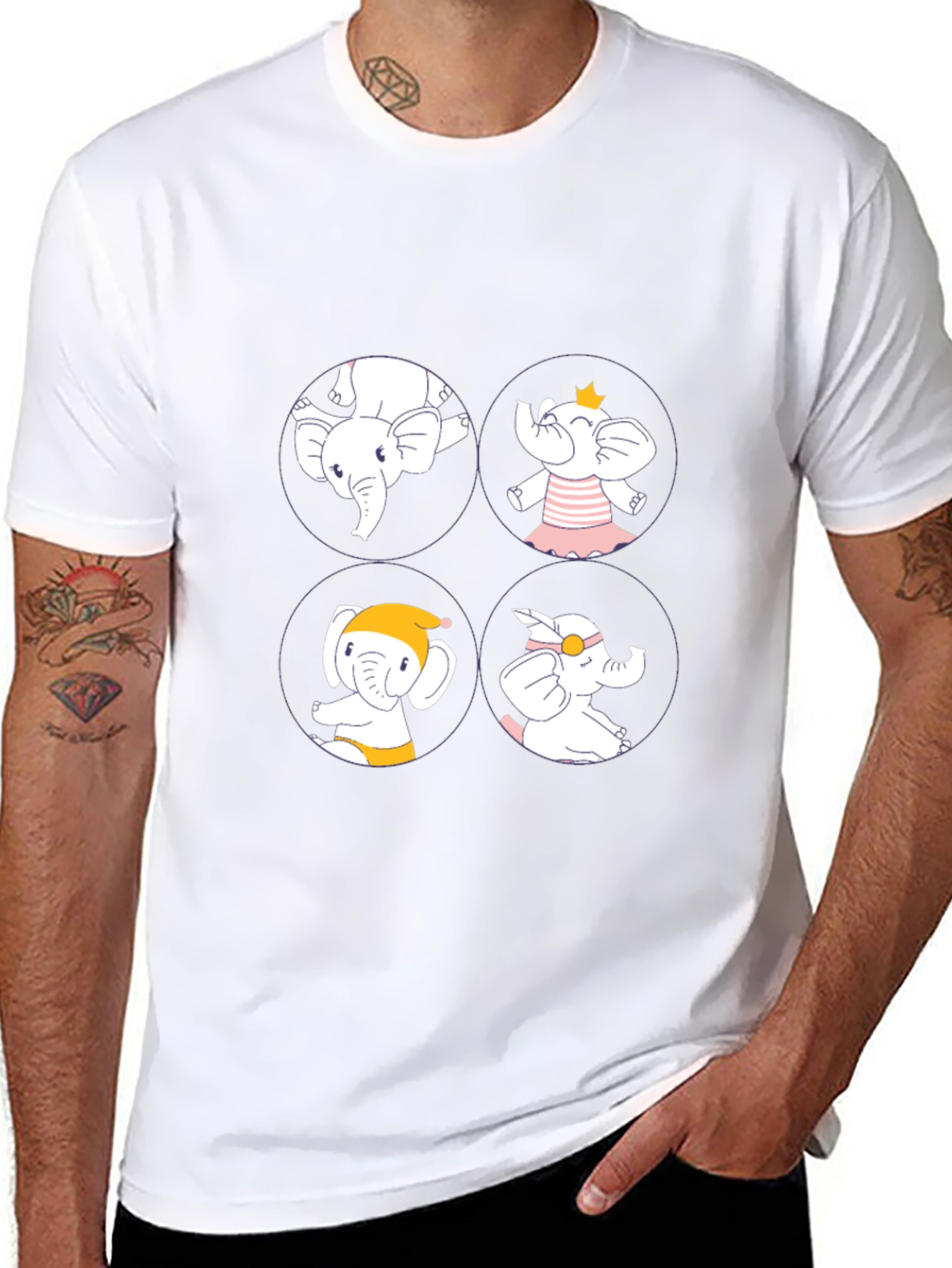 Elephant Cartoon T-Shirt Cute Design