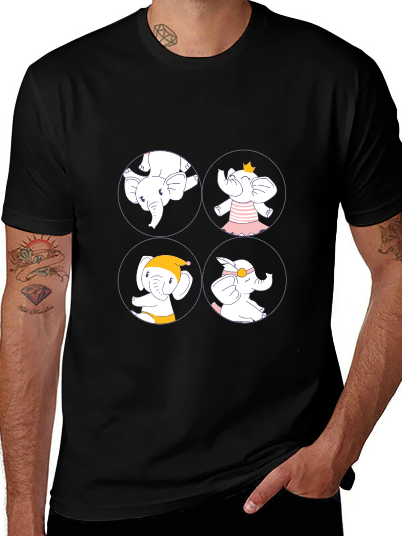 Elephant Cartoon T-Shirt Cute Design