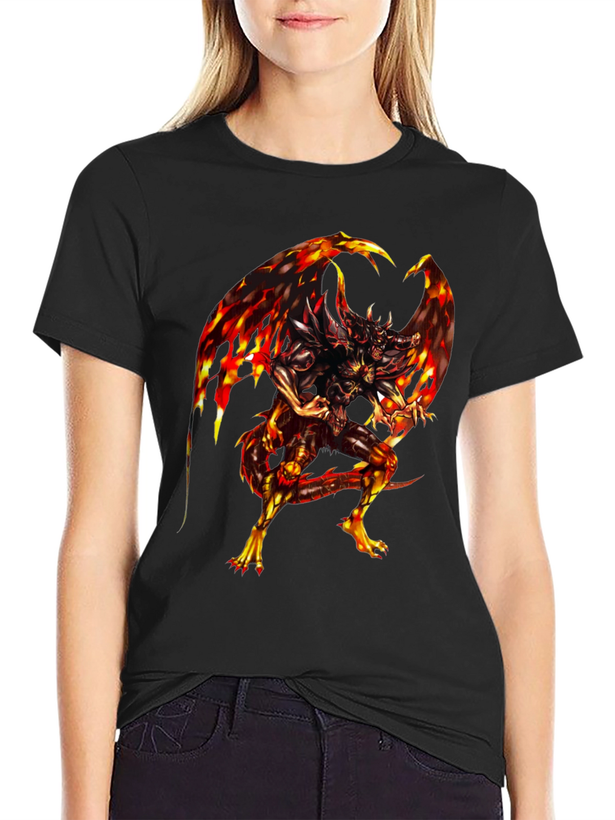 Fiery Dragon Graphic Black T-Shirt
