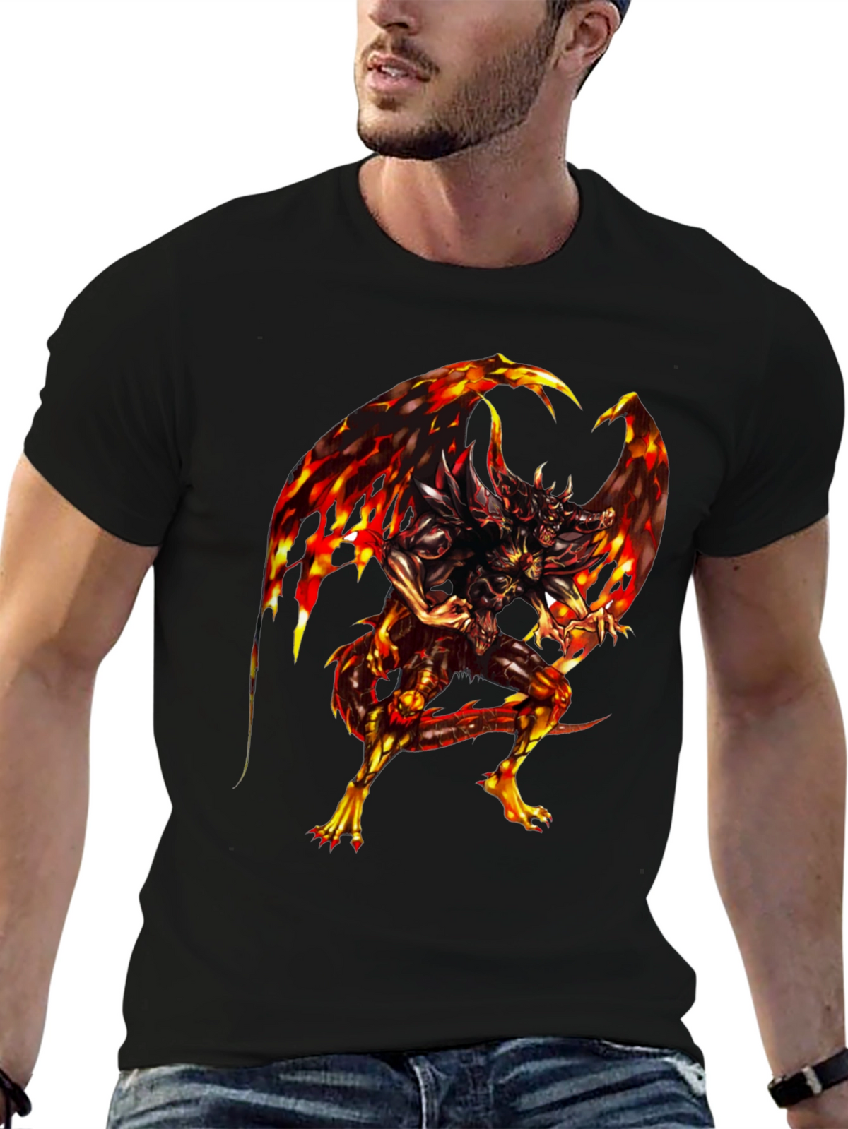 Fiery Dragon Graphic Black T-Shirt
