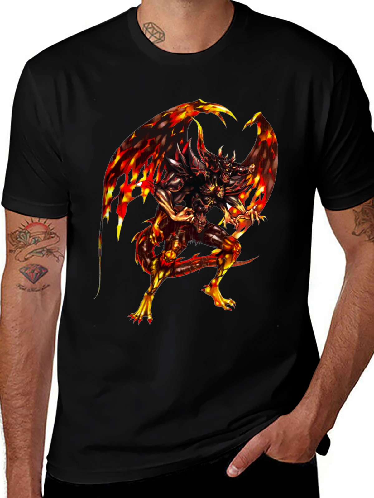 Fiery Dragon Graphic Black T-Shirt