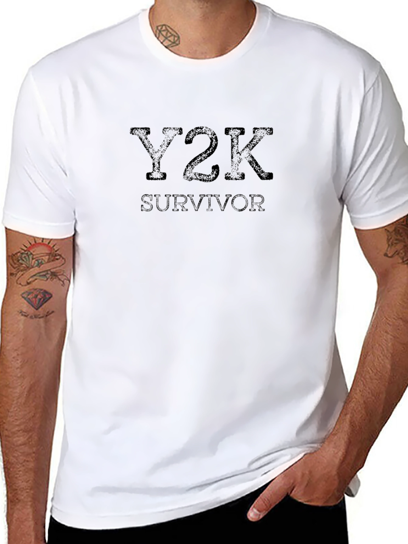 Y2K Survivor Black T-Shirt - Millennial Throwback