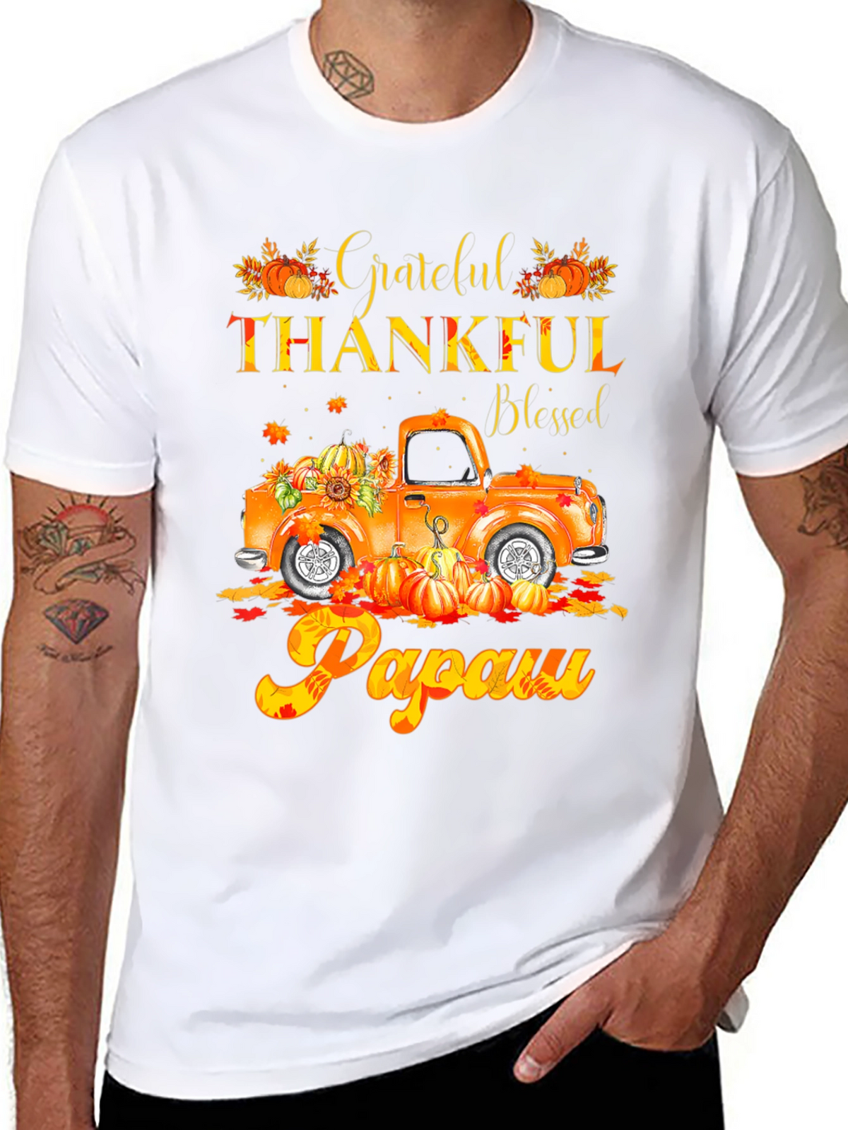 Grateful Thankful Blessed Papaw Fall Truck T-Shirt