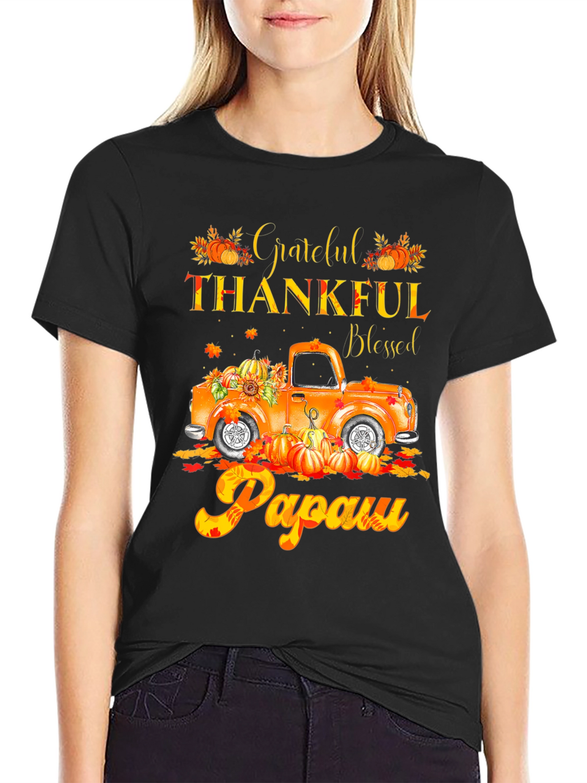 Grateful Thankful Blessed Papaw Fall Truck T-Shirt