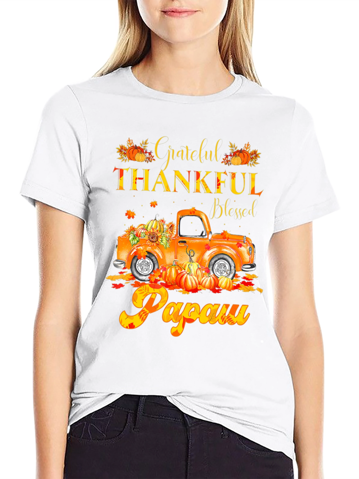 Grateful Thankful Blessed Papaw Fall Truck T-Shirt