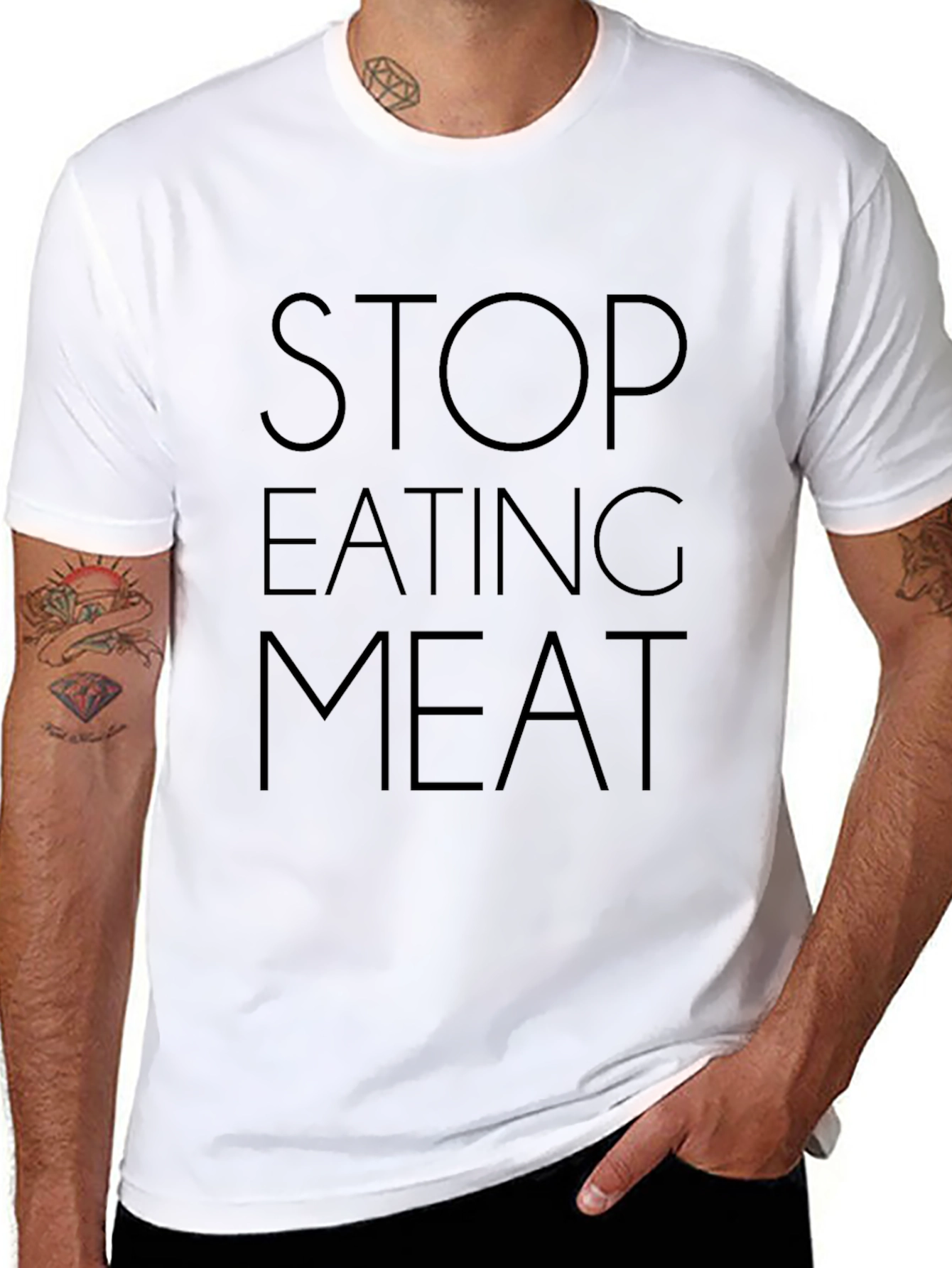 Stop Eating Meat Graphic Tee - Vegan T-Shirt