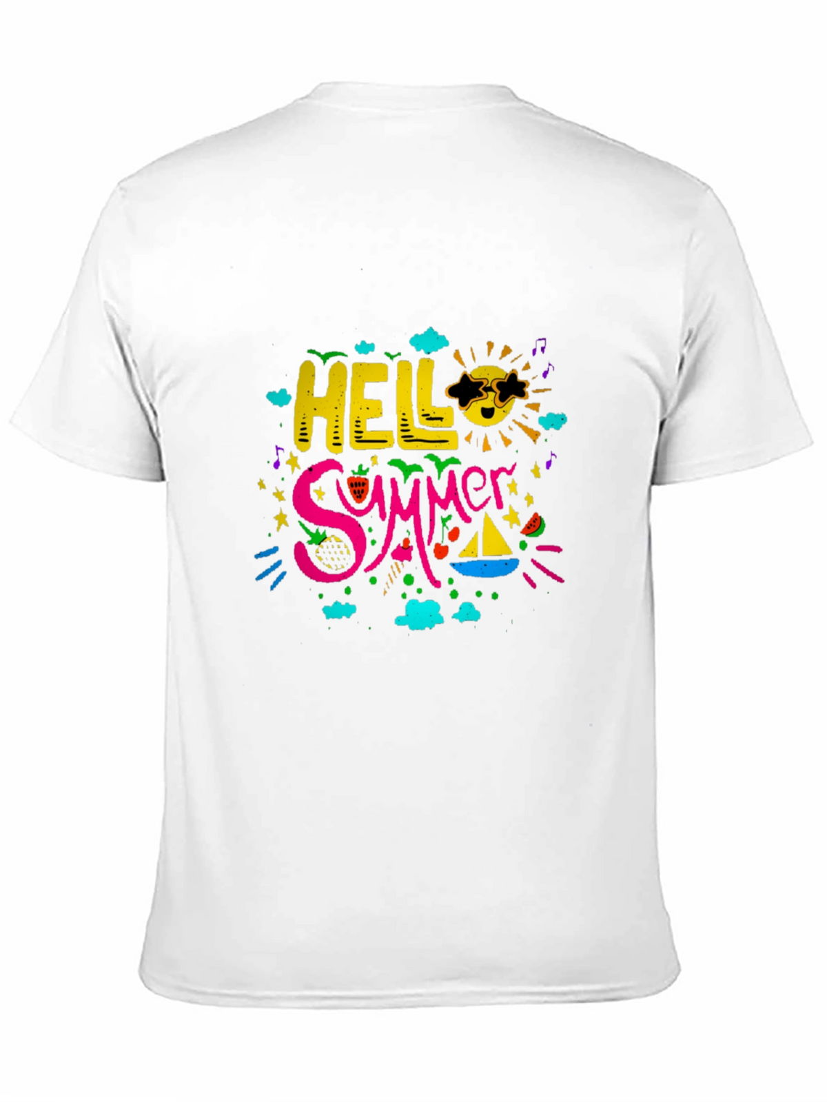Hello Summer Graphic Print Black T-Shirt