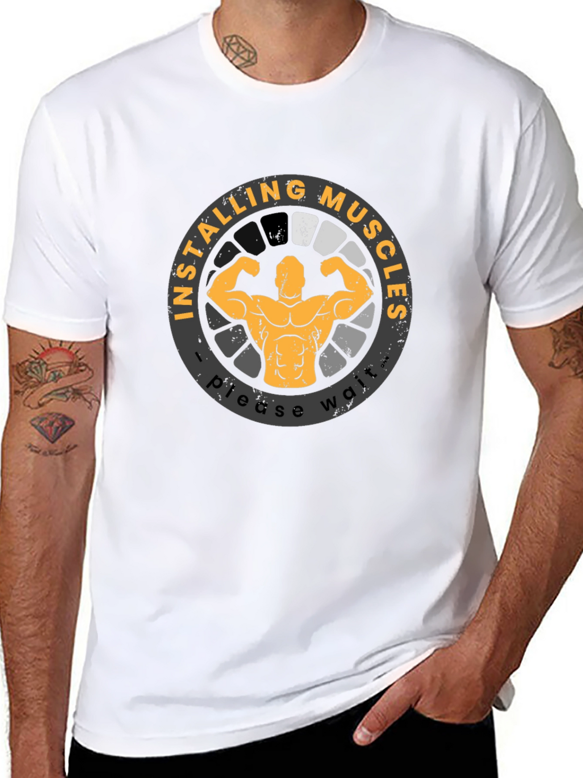 Installing Muscles T-Shirt Funny Gym Workout Shirt