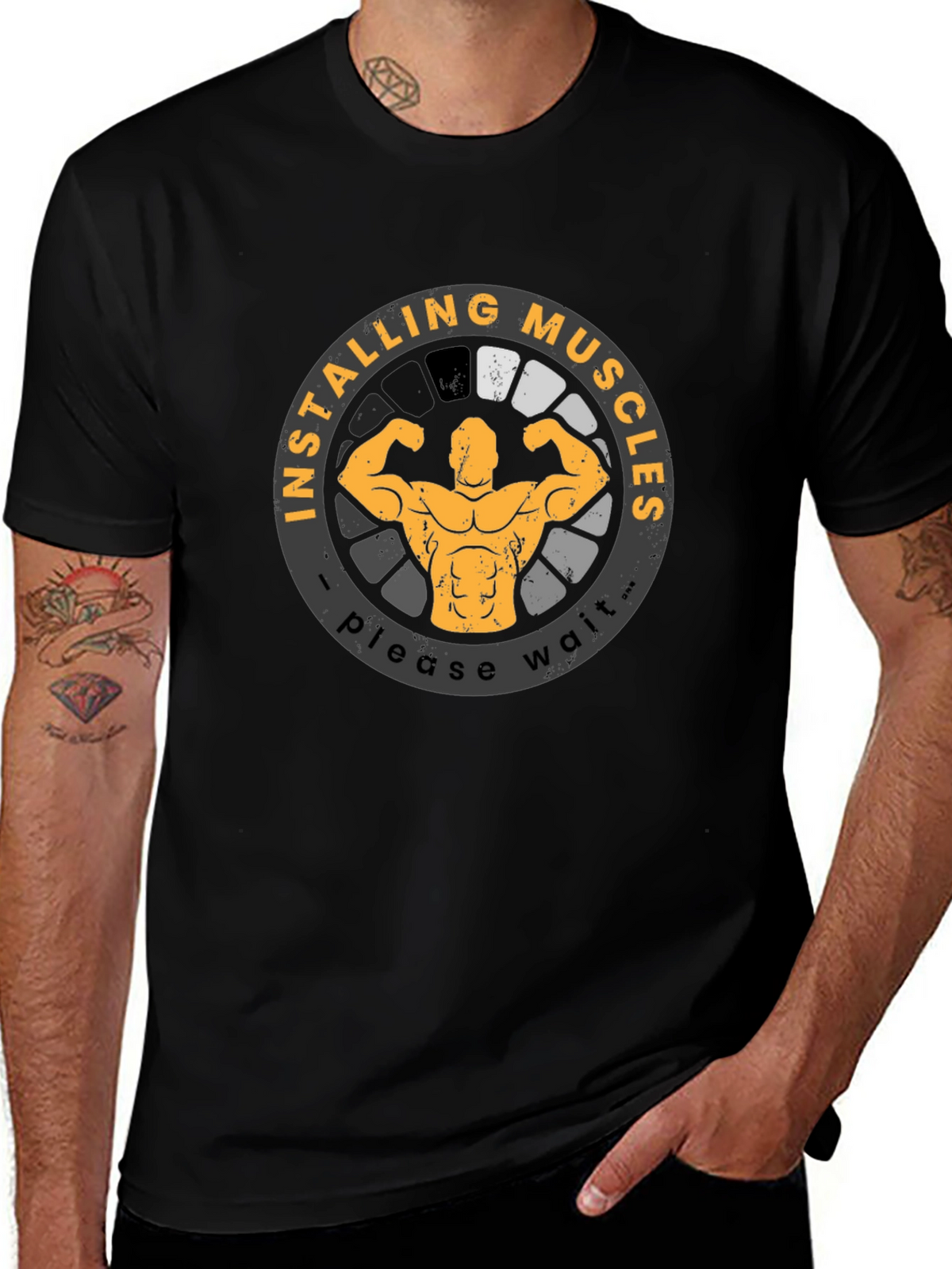 Installing Muscles T-Shirt Funny Gym Workout Shirt