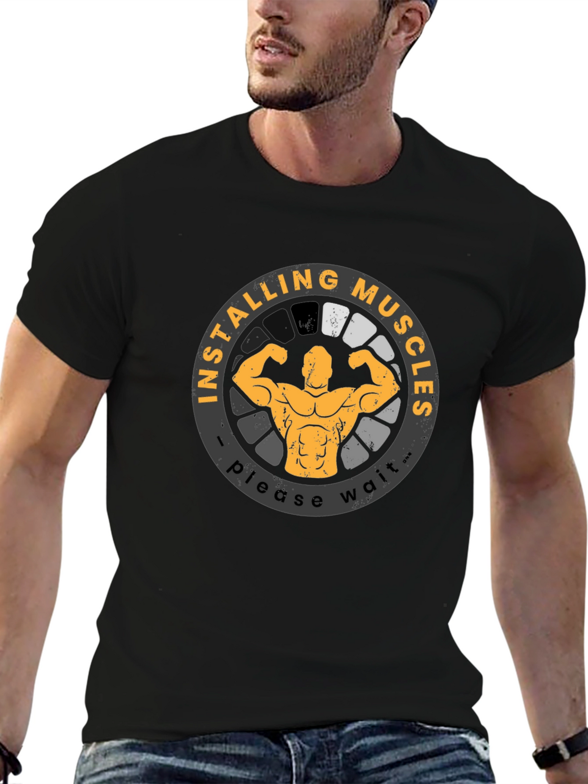 Installing Muscles T-Shirt Funny Gym Workout Shirt