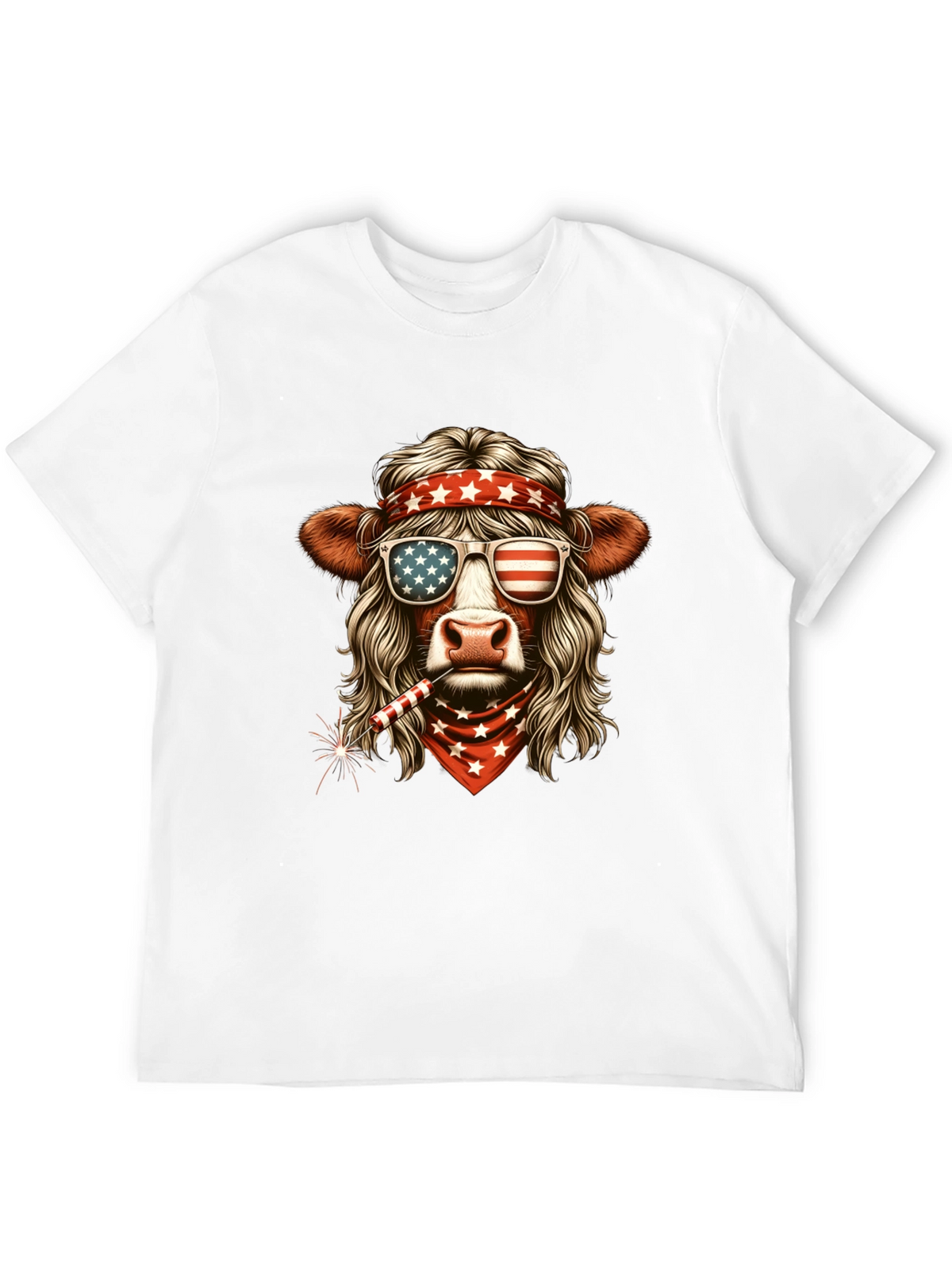 Patriotic Cow T-Shirt - American Flag Design