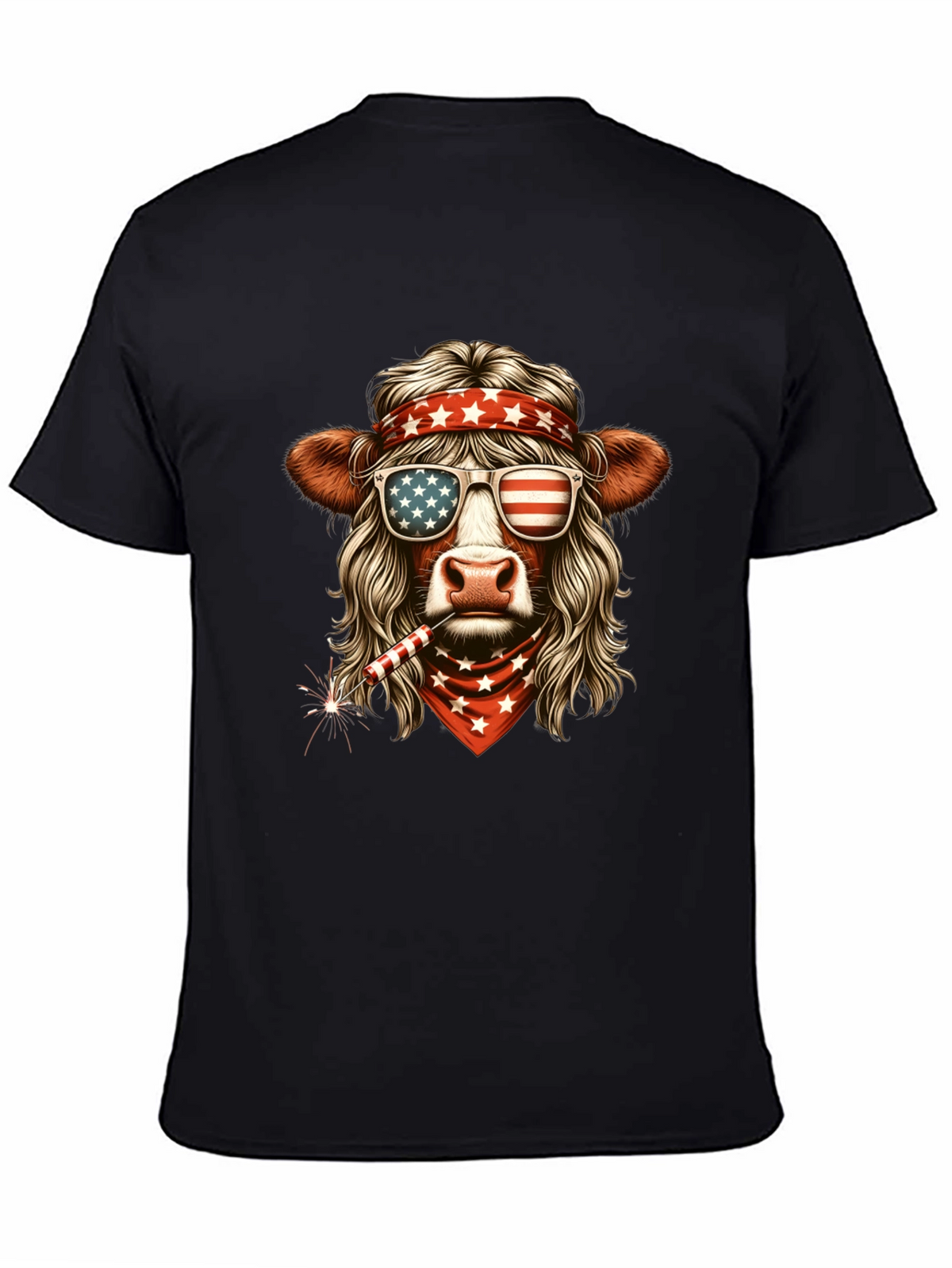 Patriotic Cow T-Shirt - American Flag Design
