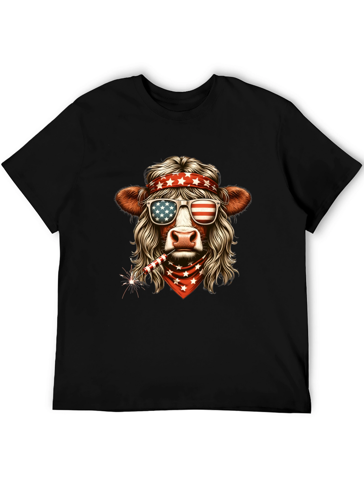 Patriotic Cow T-Shirt - American Flag Design