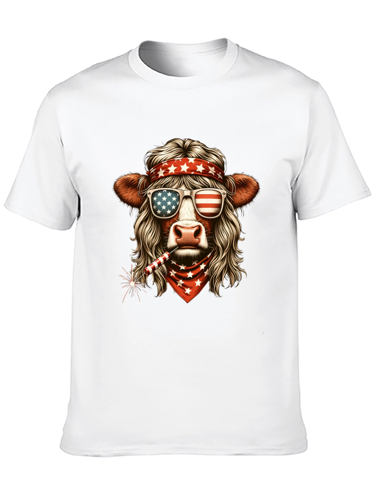 Patriotic Cow T-Shirt - American Flag Design