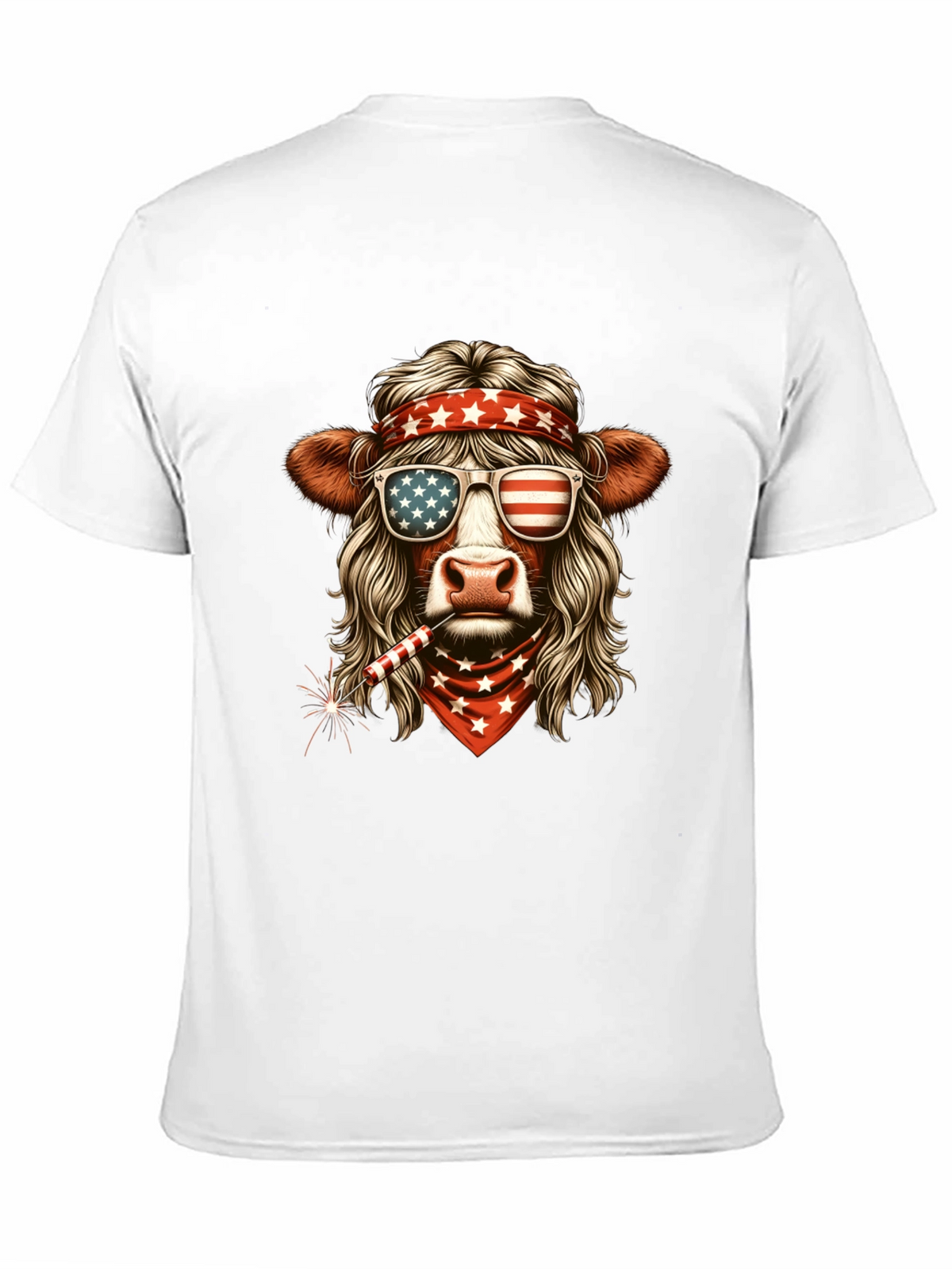 Patriotic Cow T-Shirt - American Flag Design