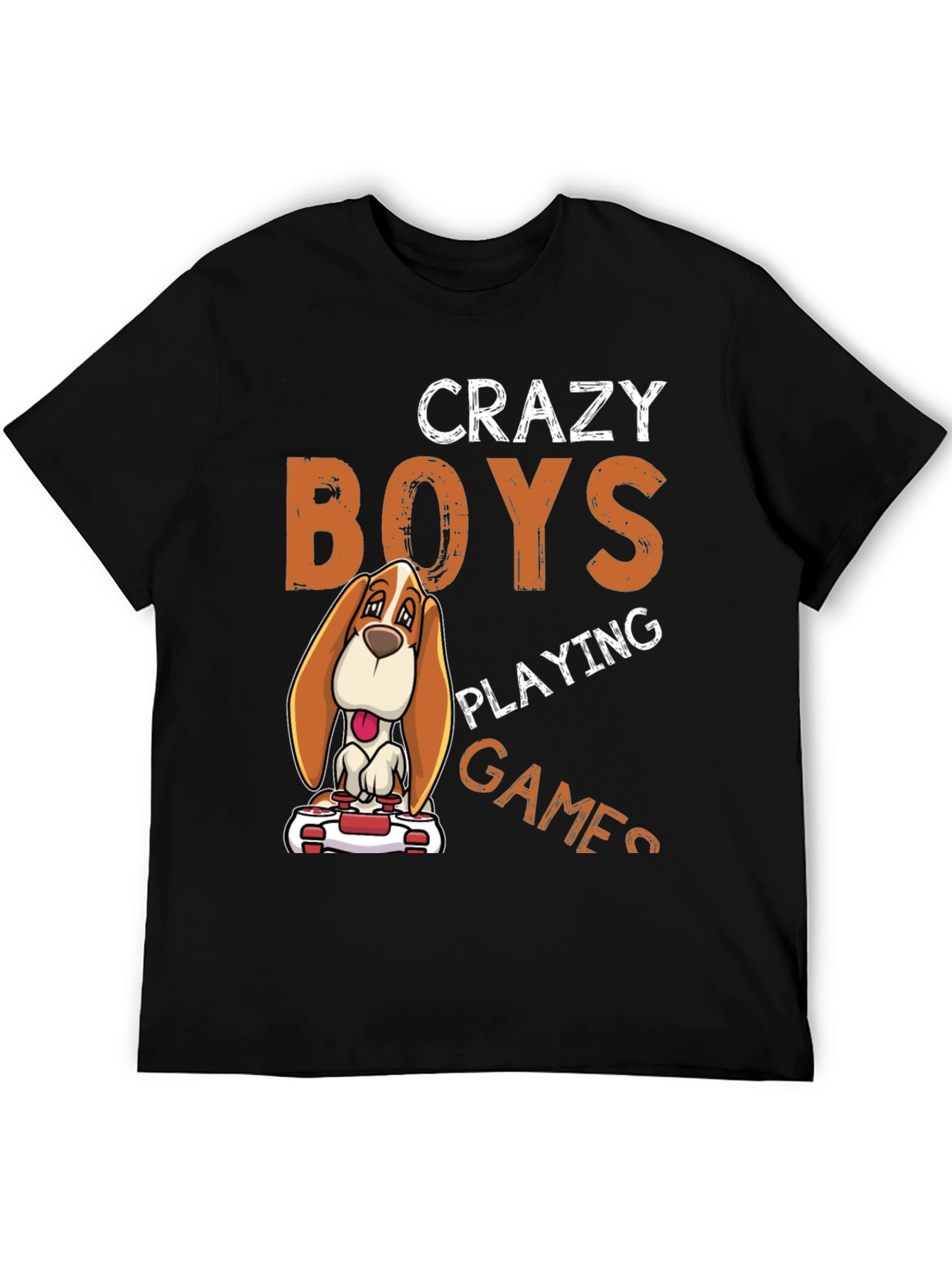 Crazy Boys Playing Games Dog Graphic T-Shirt