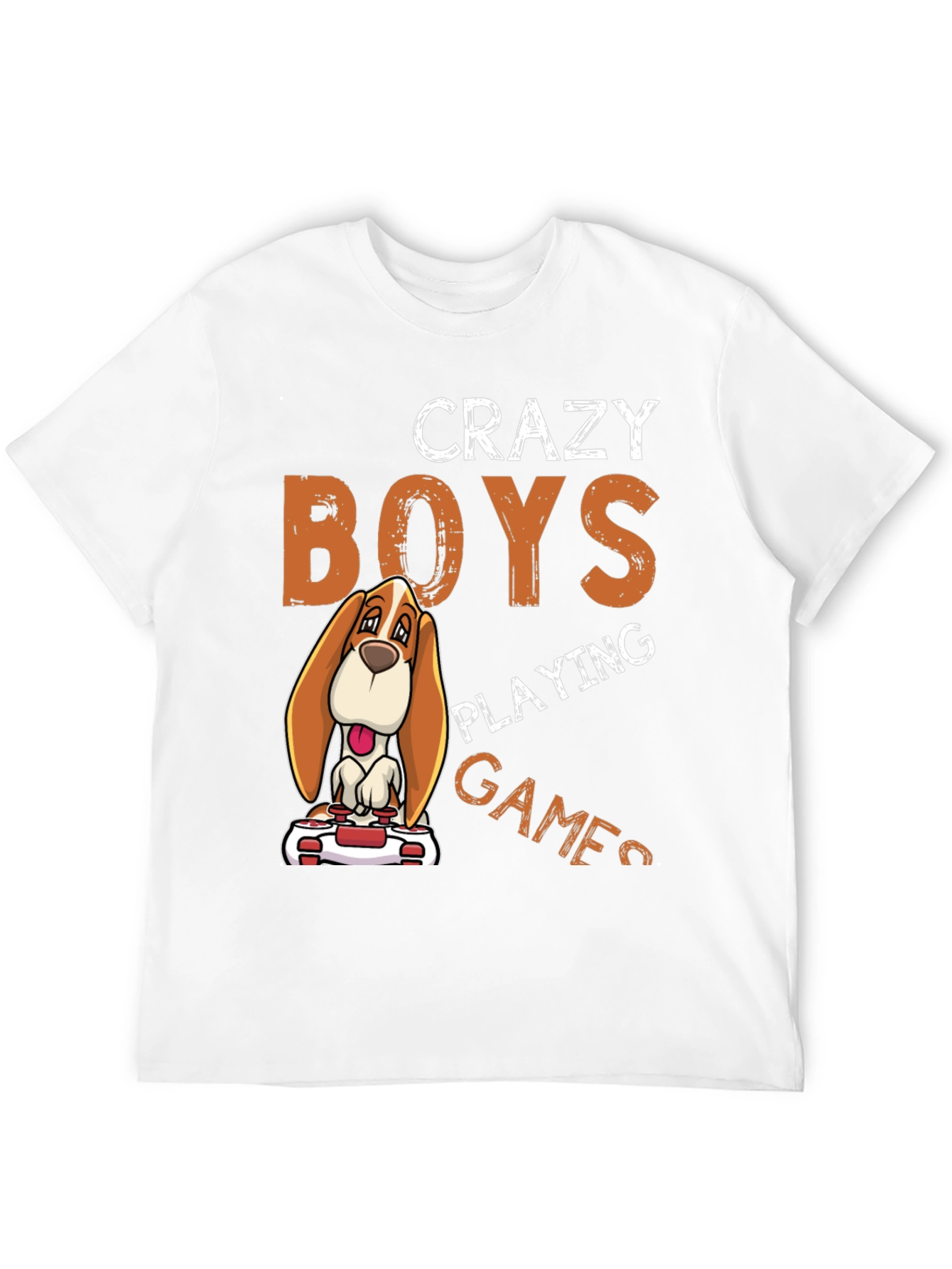 Crazy Boys Playing Games Dog Graphic T-Shirt