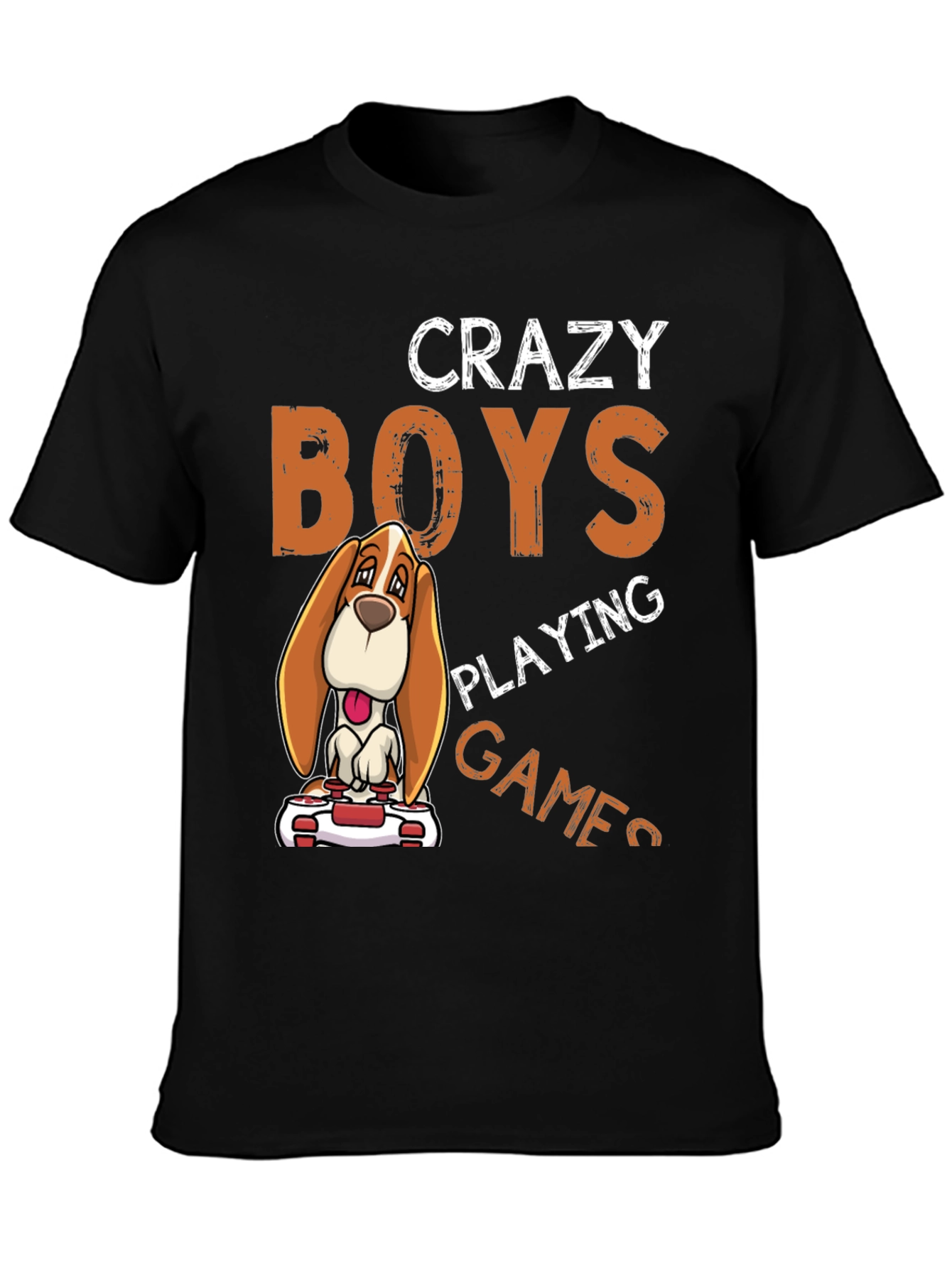 Crazy Boys Playing Games Dog Graphic T-Shirt