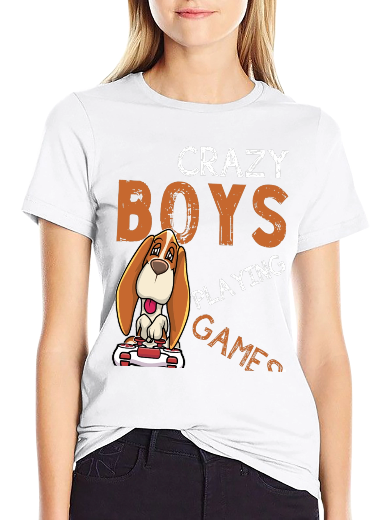 Crazy Boys Playing Games Dog Graphic T-Shirt