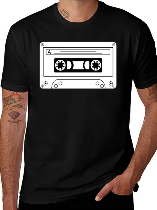 Retro Cassette Tape Graphic T-Shirt - Black