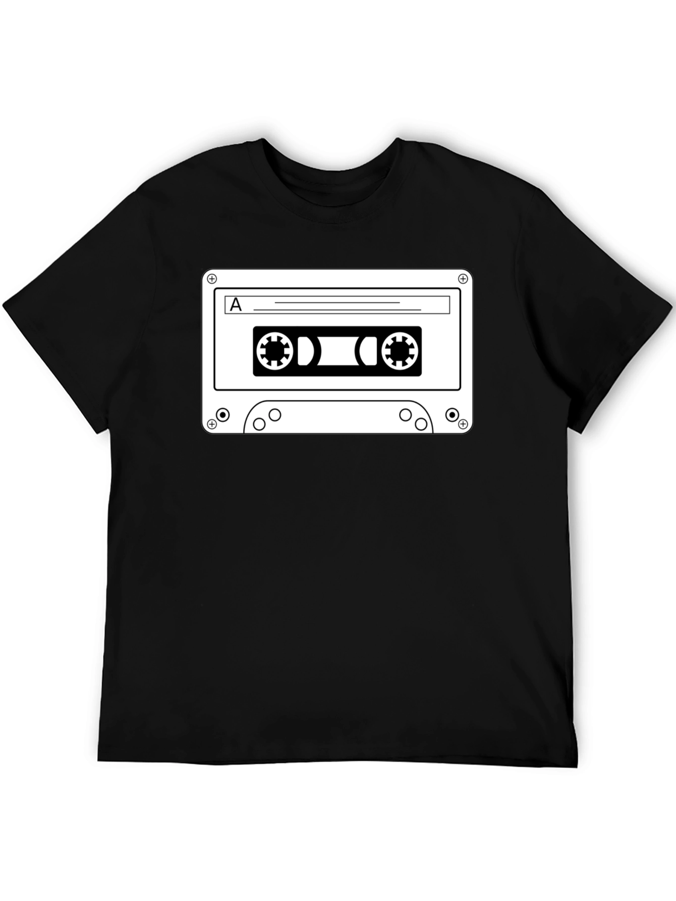 Retro Cassette Tape Graphic T-Shirt - Black