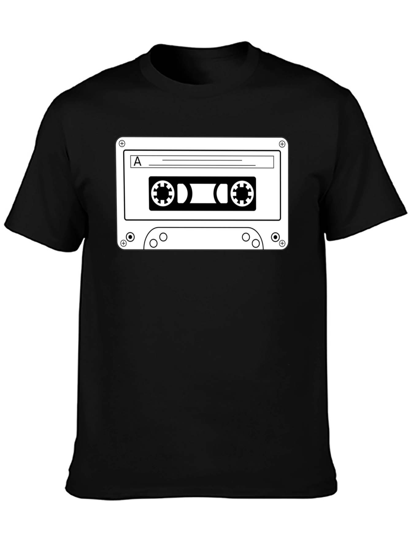 Retro Cassette Tape Graphic T-Shirt - Black