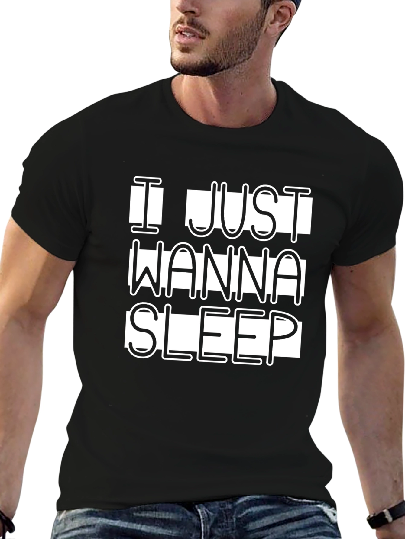 I Just Wanna Sleep Graphic T-Shirt Black Cotton Tee