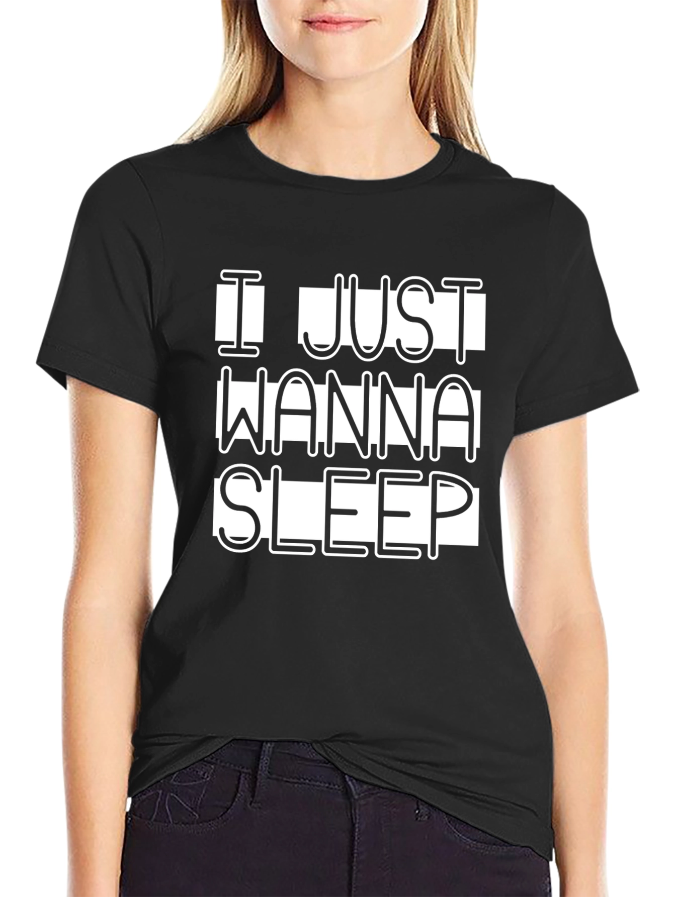 I Just Wanna Sleep Graphic T-Shirt Black Cotton Tee