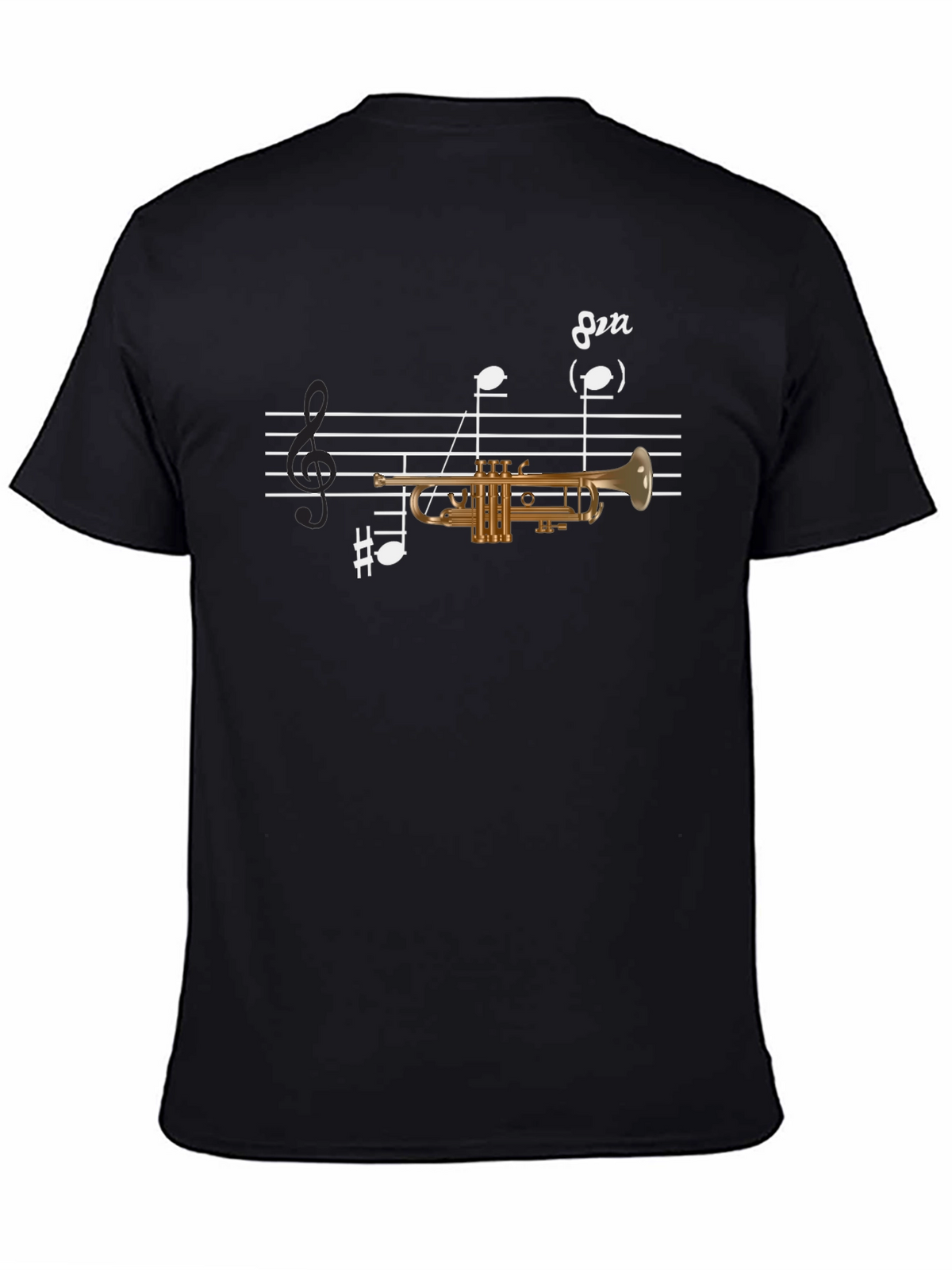 Musical Trumpet Graphic T-Shirt - Black Cotton Tee