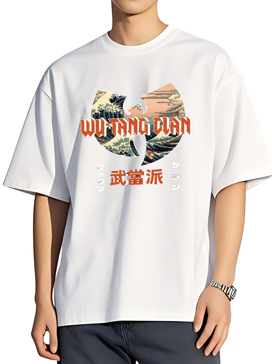 T-shirt Wu-Tang Clan Ukiyoe Wave Ukiyoe Wave Vintage Washed Cotton Back Art Hoodie