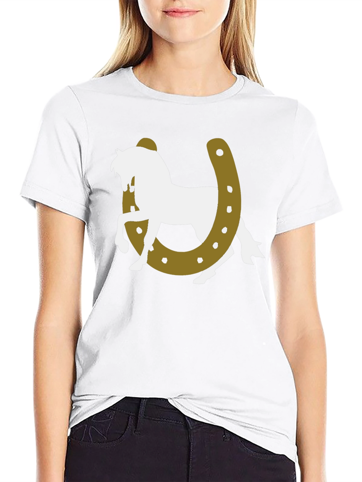Lucky Horse Graphic Tee - Black Cotton T-Shirt
