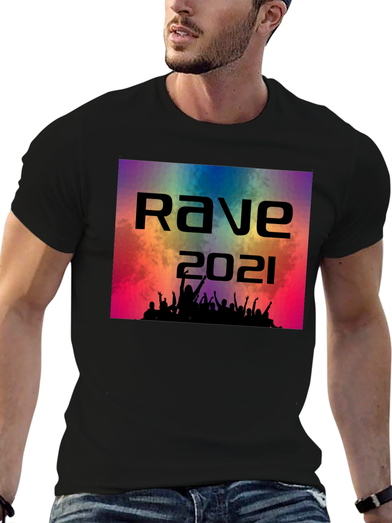 Rave 2021 T-Shirt - Black Cotton Graphic Tee