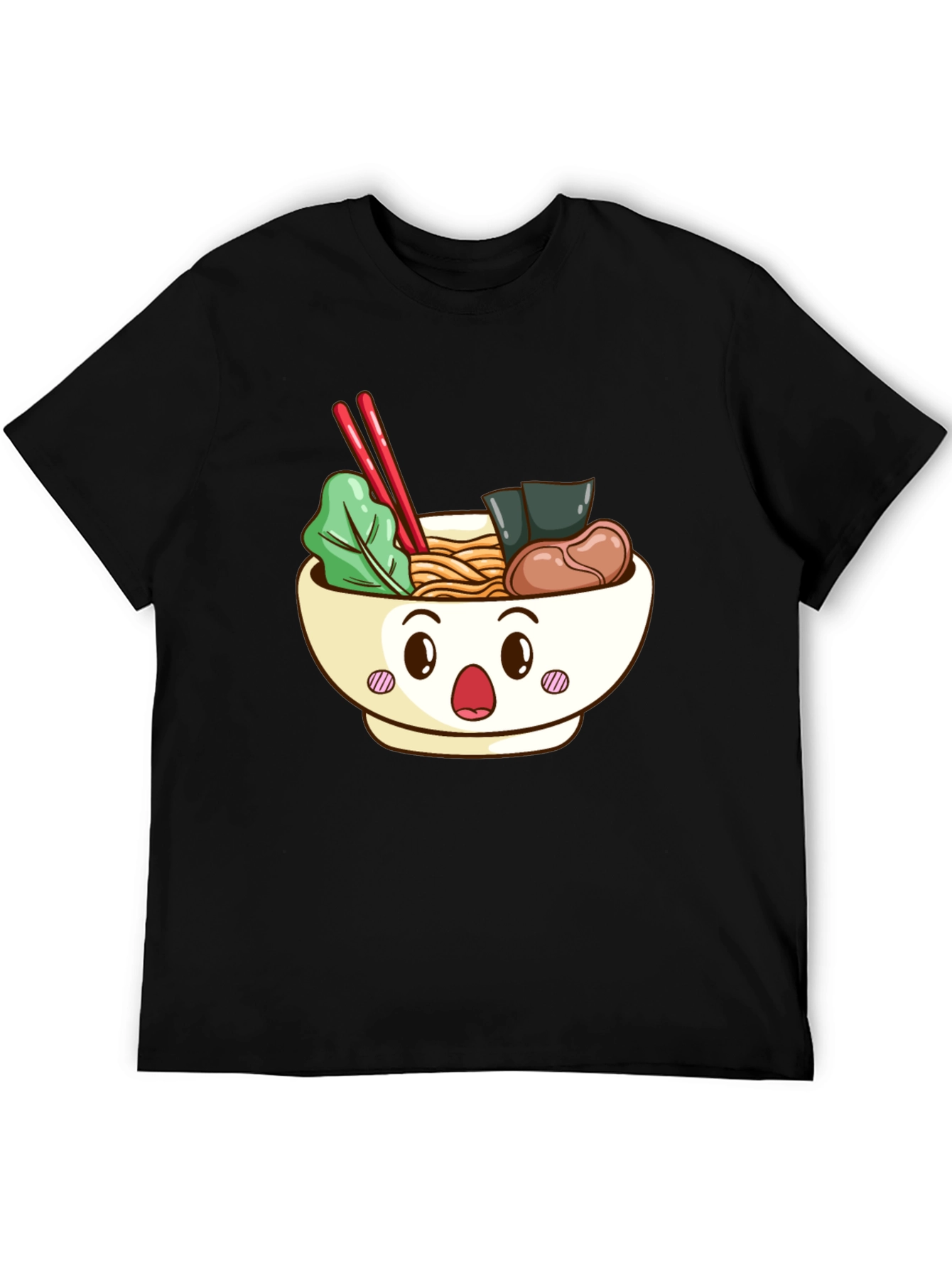 Cute Ramen Bowl Graphic T-Shirt - Black