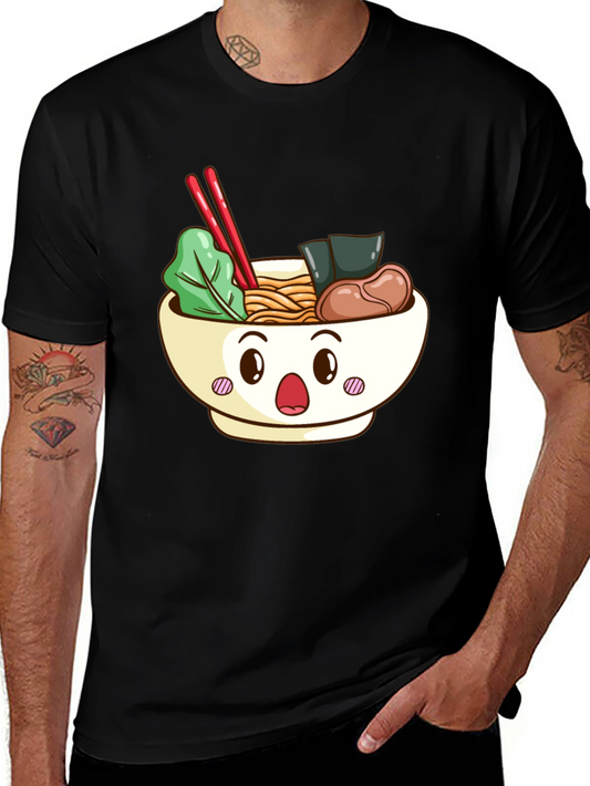 Cute Ramen Bowl Graphic T-Shirt - Black